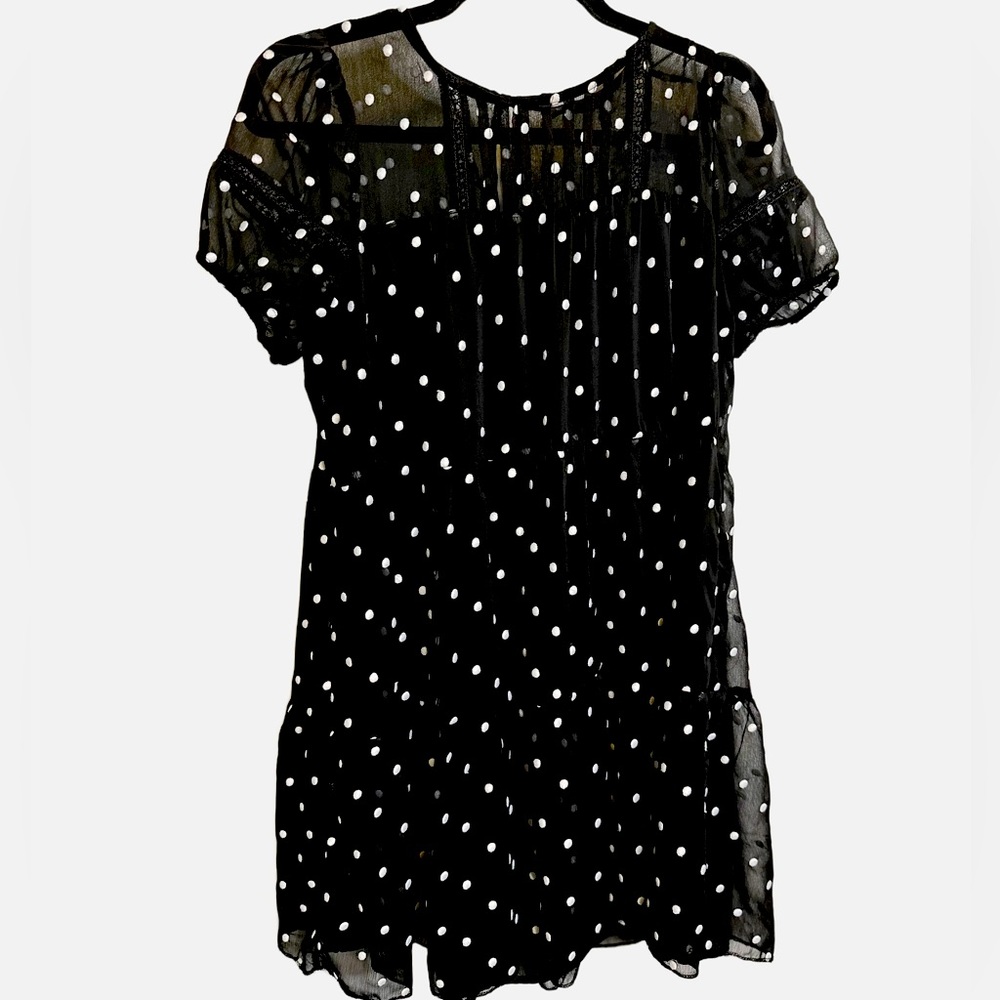 Blu Pepper Black & White Polka Dot Baby Doll Dress Small